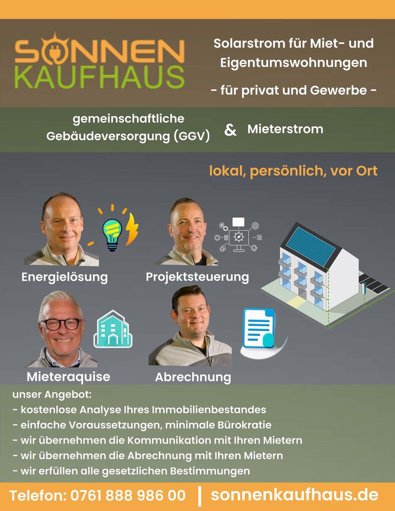 Mieterstrom für Eigentumswohnungen und Mietwohnungen.